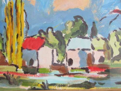 Original Rosalie Acrylic / Oil on Paper Painting, framed and with glass, 49cm x 29cm