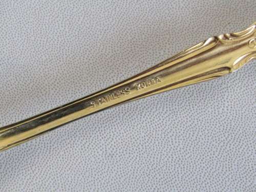 Set of 6 24ct Gold Plated stainless steel Tea Spoons, Korea, 15.5cm, others available