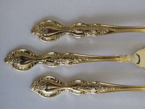 Set of 24ct Gold Plated stainless steel Fish Knives and Forks, Korea, 12 piece, serves 6, 20cm