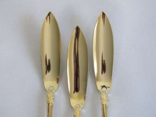 Set of 24ct Gold Plated stainless steel Fish Knives and Forks, Korea, 12 piece, serves 6, 20cm