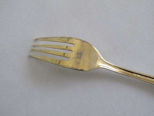 Set of 24ct Gold Plated stainless steel Fish Knives and Forks, Korea, 12 piece, serves 6, 20cm