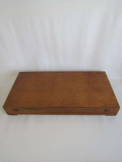 Large vintage solid Oak Cutlery Canteen in excellent condition, 60cm x 30cm x 8.5cm