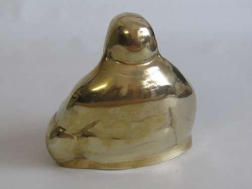Vintage solid Brass Buddha Statue in excellent condition, 14cm high x 12.5cm
