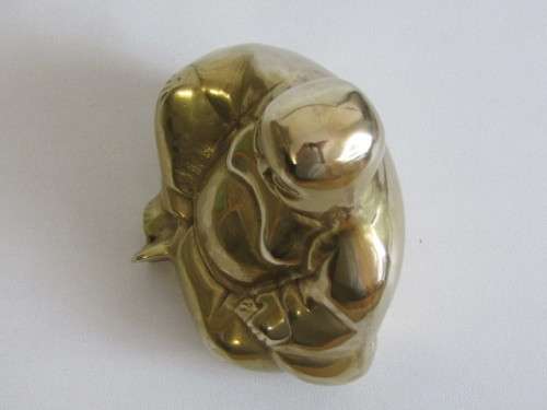 Vintage solid Brass Buddha Statue in excellent condition, 14cm high x 12.5cm