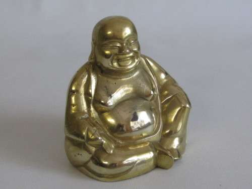 Vintage solid Brass Buddha Statue in excellent condition, hollow cast, 11cm high x 10cm