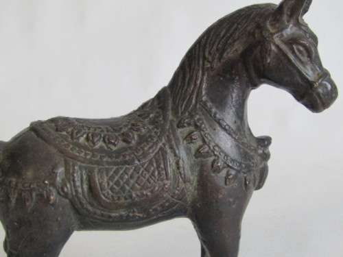 Very old Bronzed resin Horse with Marble Base, excellent condition, 20cm high