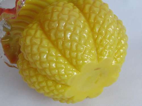 Antique 1800's Victorian yellow and red art glass Thorn Handle Basket, 19cm, very rare item