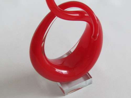 Vintage original Murano red and clear art glass Sculpture on clear Base, 29cm