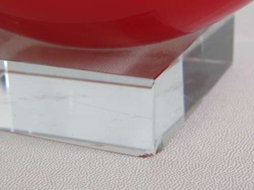 Vintage original Murano red and clear art glass Sculpture on clear Base, 29cm