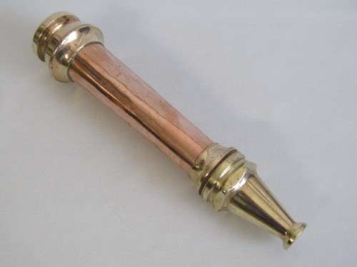 Original vintage solid Brass and Copper Fire Hose Nozzle in excellent condition, 38cm long