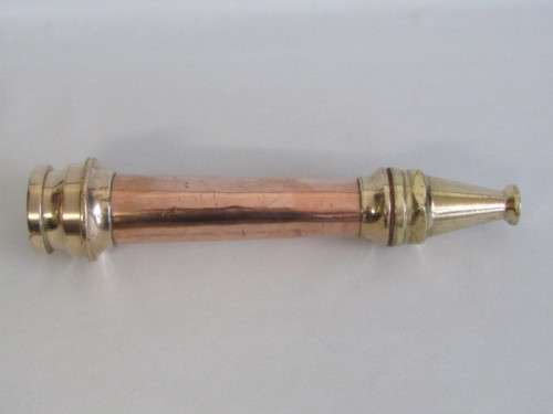 Original vintage solid Brass and Copper Fire Hose Nozzle in excellent condition, 38cm long