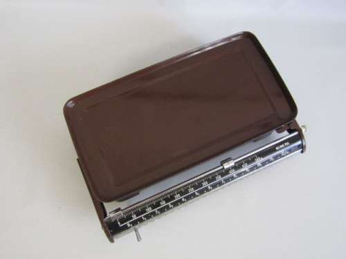 Original vintage EKS Sweden 12kg Kitchen Scale, Brown, excellent and working, 30cm wide