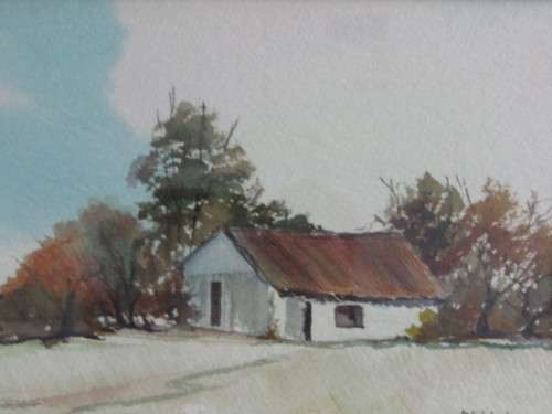 Original signed and framed watercolour Painting behind glass, 26cm x 15cm, excellent condition