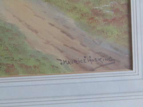 Original signed J. Maurice Hosking Watercolour Painting, framed and with glass, 25cm x 48cm