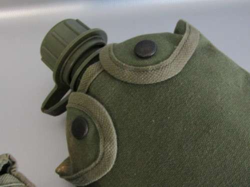Lot of 2 original Military Water Bottles with Pouches, excellent condition