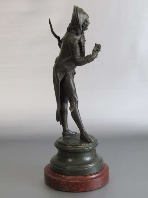 Large vintage French Spelter Statue "Raphael" , Signed, on wooden base, excellent, 44cm high