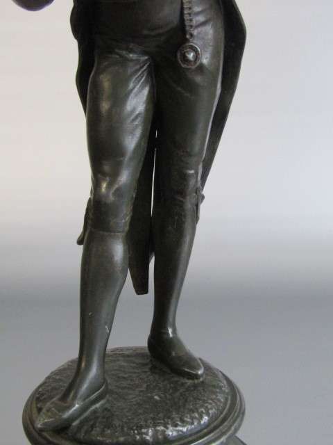 Large vintage French Spelter Statue "Raphael" , Signed, on wooden base, excellent, 44cm high