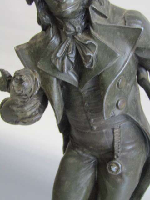 Large vintage French Spelter Statue "Raphael" , Signed, on wooden base, excellent, 44cm high