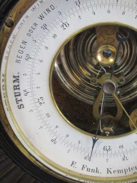 Large wood mounted vintage German Barometer or Hydrometer, 1960's, excellent and working, 26cm