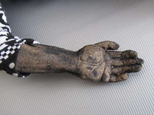Rare hand made Nelson Mandela Doll with Clay Head, Hands and Feet, filled Suede  Body, Stamped,41cm