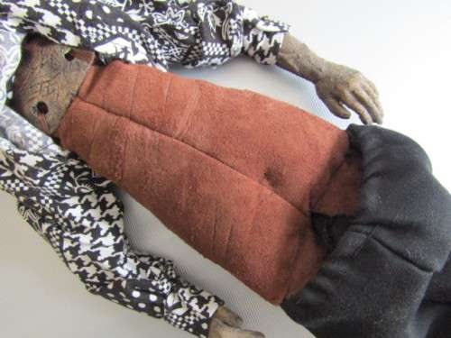 Rare hand made Nelson Mandela Doll with Clay Head, Hands and Feet, filled Suede  Body, Stamped,41cm
