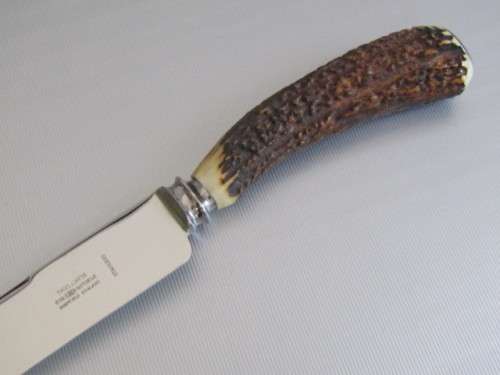 Horn Handle SS Carving Set in Leather Clad Case, Taylor's Eye Witness, Sheffield England, unused