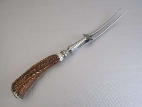 Horn Handle SS Carving Set in Leather Clad Case, Taylor's Eye Witness, Sheffield England, unused