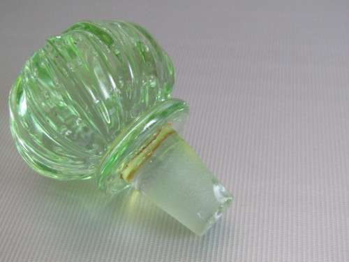 Vintage original 3 piece Murano Green art Glass Dressing Table set with bubble inclusions, 15cm