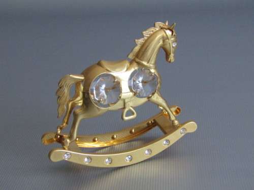 Collection of 8 vintage 24k Gold Plated Ornaments with natural Austrian Crystals, excellent, 10cm