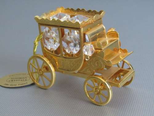Collection of 8 vintage 24k Gold Plated Ornaments with natural Austrian Crystals, excellent, 10cm