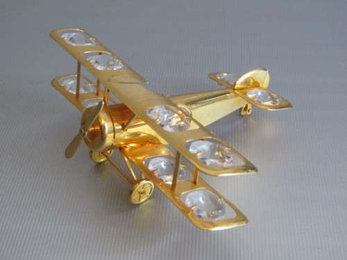 Collection of 8 vintage 24k Gold Plated Ornaments with natural Austrian Crystals, excellent, 10cm