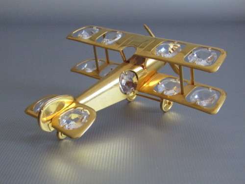 Collection of 8 vintage 24k Gold Plated Ornaments with natural Austrian Crystals, excellent, 10cm
