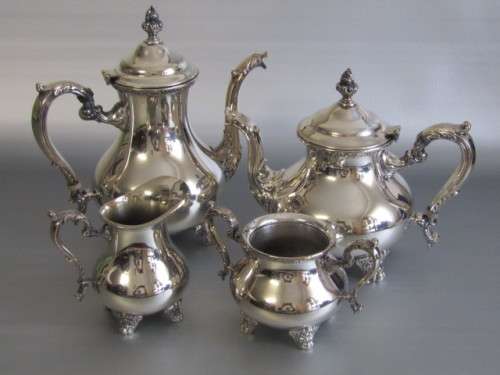 Vintage 4 piece Galleon silverplated Tea and Coffee serving Set, large Pots 25cm