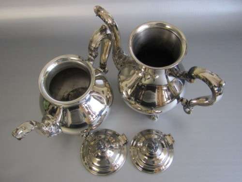 Vintage 4 piece Galleon silverplated Tea and Coffee serving Set, large Pots 25cm