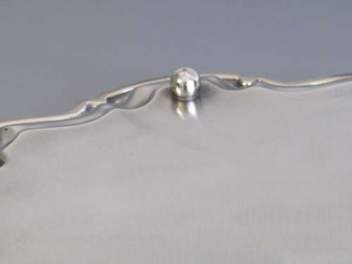 Large vintage silverplated Tray on Ball Feet, excellent condition, 46cm x 37cm excluding handles