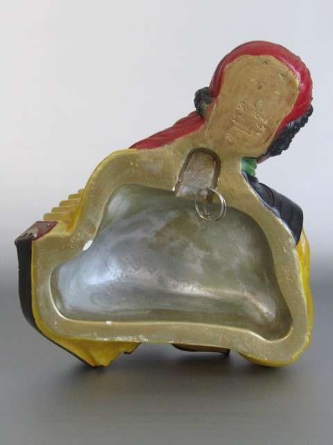 Original 1970 Bossons Chalkware Wall Hanging sculpture "Romany Accordion Player", large 23cm x 25cm