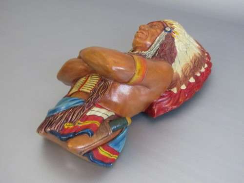 Original 1960 Bossons Chalkware Wall Hanging sculpture "Indian Chief", large 13cm x 25cm