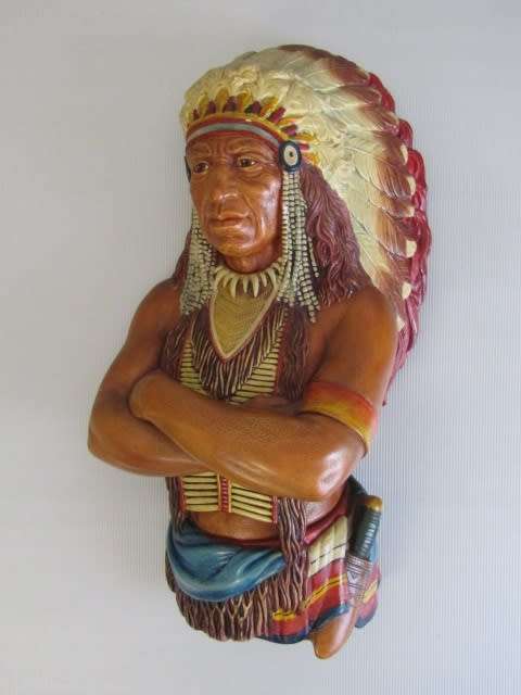 Original 1960 Bossons Chalkware Wall Hanging sculpture "Indian Chief", large 13cm x 25cm
