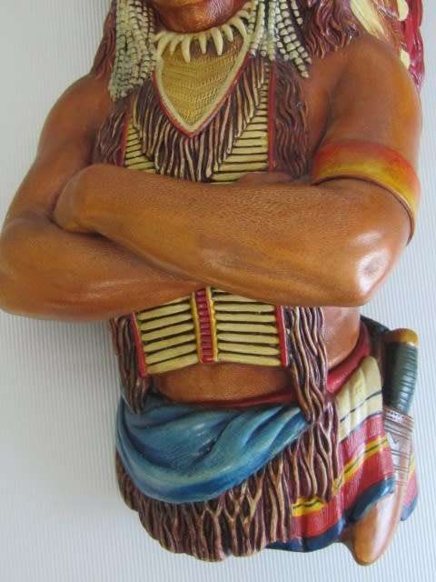 Original 1960 Bossons Chalkware Wall Hanging sculpture "Indian Chief", large 13cm x 25cm