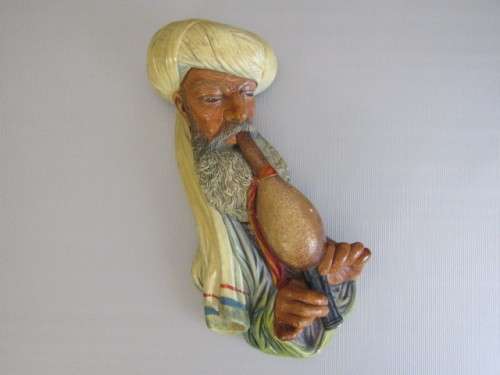 Original 1959 Bossons Chalkware Wall Sculpture "Snake Charmer" 22x11cm * Others avail. at Port no.5*