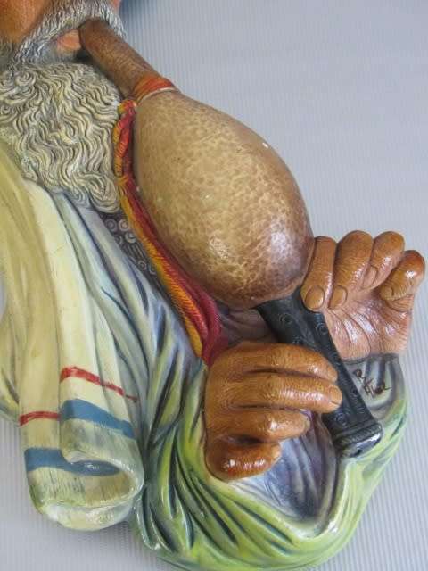 Original 1959 Bossons Chalkware Wall Sculpture "Snake Charmer" 22x11cm * Others avail. at Port no.5*