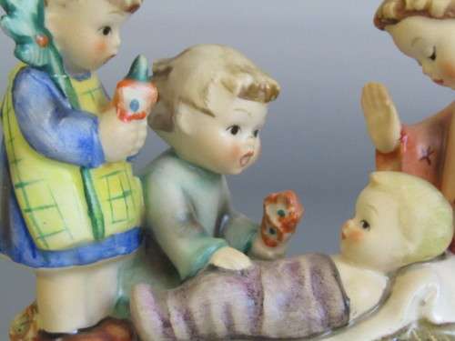 Original Goebel Figural Group Ornament / Candle Holder "Silent Night" #54, W Germany, 12.5cm x 9cm