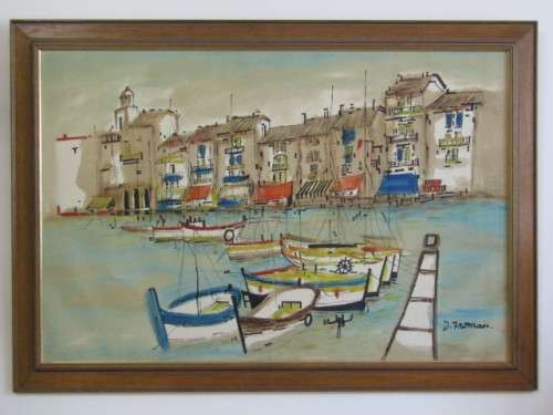 Large scale Oil on Canvas on Board Framed Painting by D. Froman, 91cm x 61cm