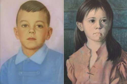 Lot of 2 vintage prints; Portrait of a young Boy and Bambina by A. Bragolin, both framed