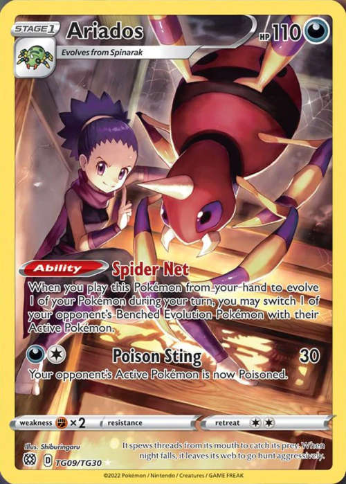 Pokemon Trading Cards - TCG - Ariados - TG09/TG30 - Holo Rare - Brilliant Stars Singles - NM