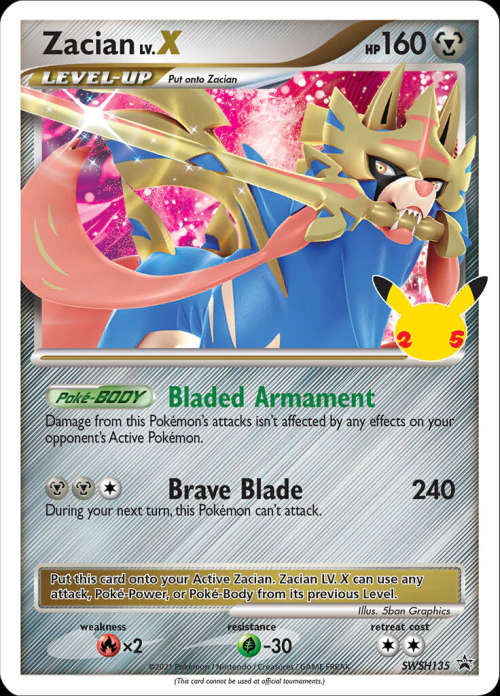Pokemon Trading Cards - TCG - Zacian LV.X - SWSH135  - Celebrations - Black Star Promos - NM
