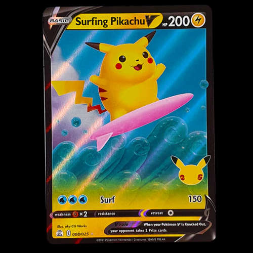 Pokemon Trading Cards - TCG - Surfing Pikachu V - 8/25 - Ultra Rare - Celebrations - NM