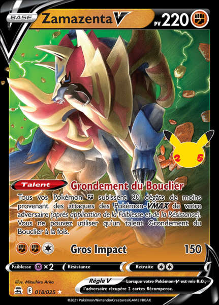 Pokemon Trading Cards - TCG - Zamazenta V - 18/25 - Ultra Rare - Celebrations - NM