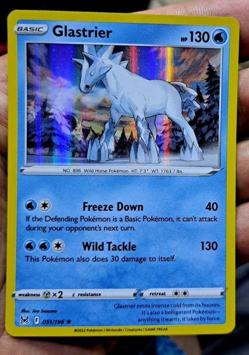 Pokemon Trading Cards - TCG - Glastrier - 051/196 - Holo Rare - Lost Origins - NM