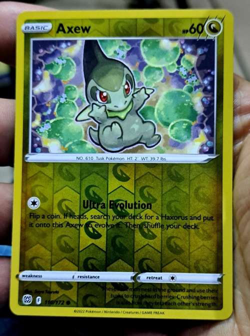 Pokemon Trading Cards - TCG - Axew - 110/172 - Reverse Holo - Brilliant Stars - NM
